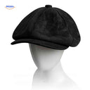 Flat cap van wolmix, 8-panel met knoopdetail, kleur suède zwart