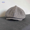 Flat cap van wolmix, 8-panel met knoopdetail, kleur vintage geel pied de poule