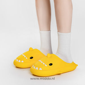 Haaienpantoffels met dikke zool voor binnen en buiten, kleur geel