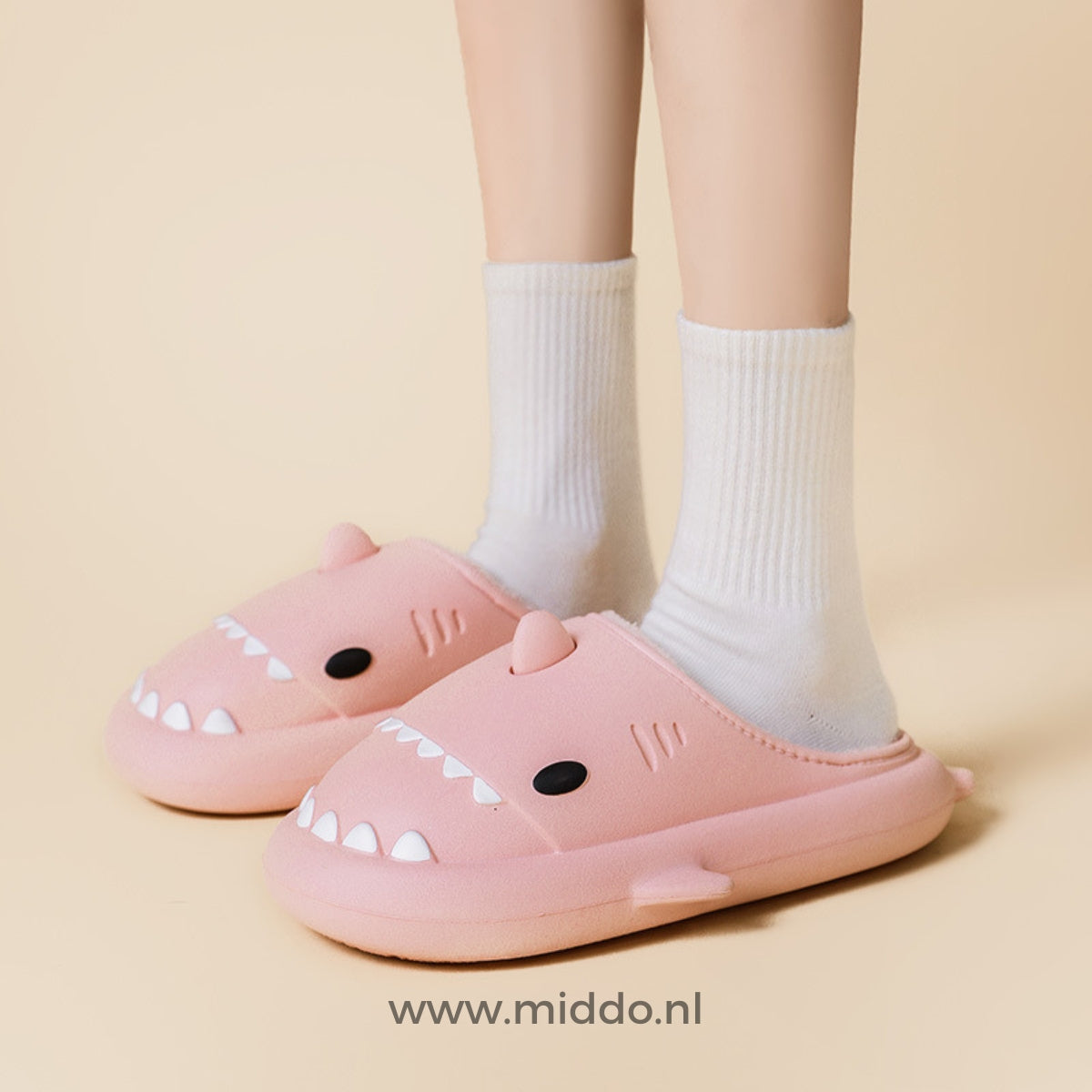 Haaienpantoffels met dikke zool voor binnen en buiten, kleur roze