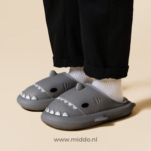 Haaienpantoffels met dikke zool voor binnen en buiten, kleur zwart