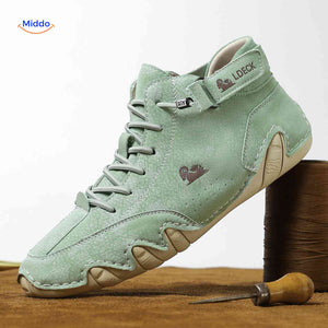 Hoge veterschoenen met klittenband en golvende zool
