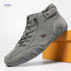 Hoge veterschoenen met klittenband en golvende zool, kleur grijs
