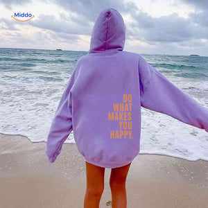 Oversized hoodie van katoenmix met tekst op de rug
