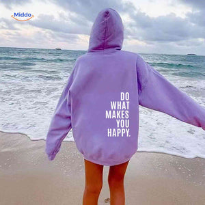 Oversized hoodie van katoenmix met tekst op de rug
