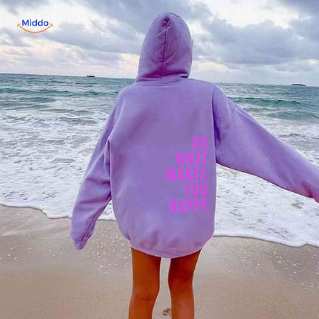Oversized hoodie van katoenmix met tekst op de rug