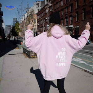 Oversized hoodie van katoenmix met tekst op de rug