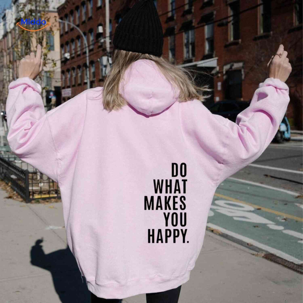 Oversized hoodie van katoenmix met tekst op de rug