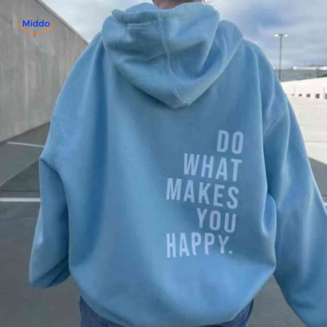 Oversized hoodie van katoenmix met tekst op de rug