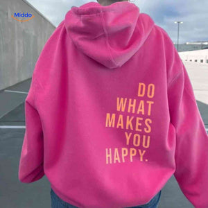 Oversized hoodie van katoenmix met tekst op de rug