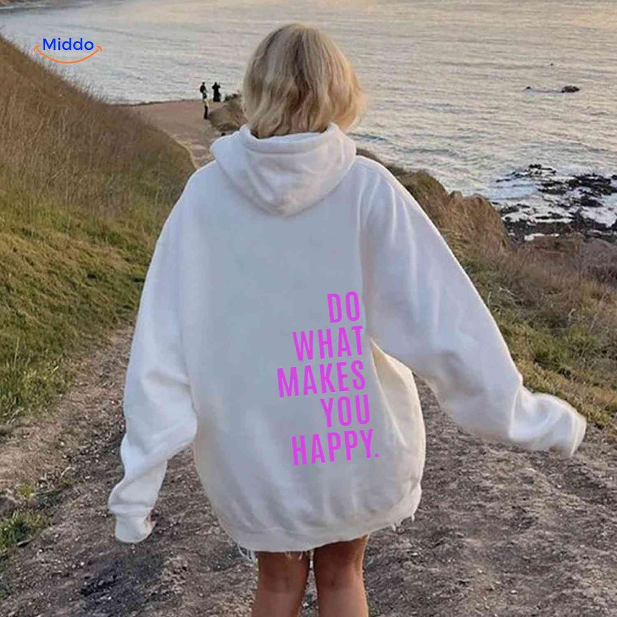 Oversized hoodie van katoenmix met tekst op de rug