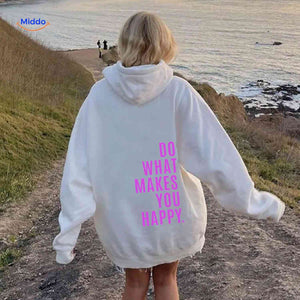 Oversized hoodie van katoenmix met tekst op de rug