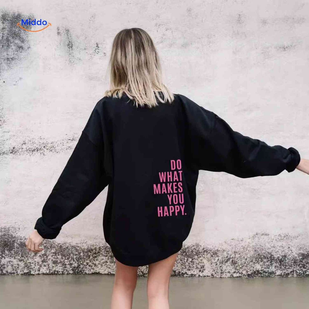 Oversized hoodie van katoenmix met tekst op de rug