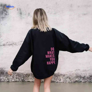 Oversized hoodie van katoenmix met tekst op de rug
