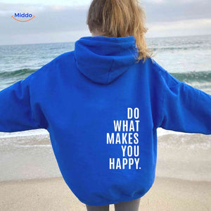 Oversized hoodie van katoenmix met tekst op de rug, kleur koningsblauw