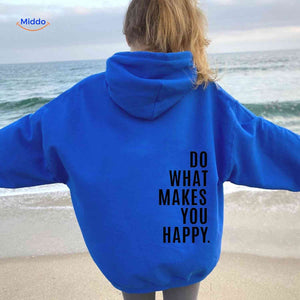 Oversized hoodie van katoenmix met tekst op de rug, kleur koningsblauw