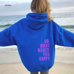 Oversized hoodie van katoenmix met tekst op de rug, kleur koningsblauw