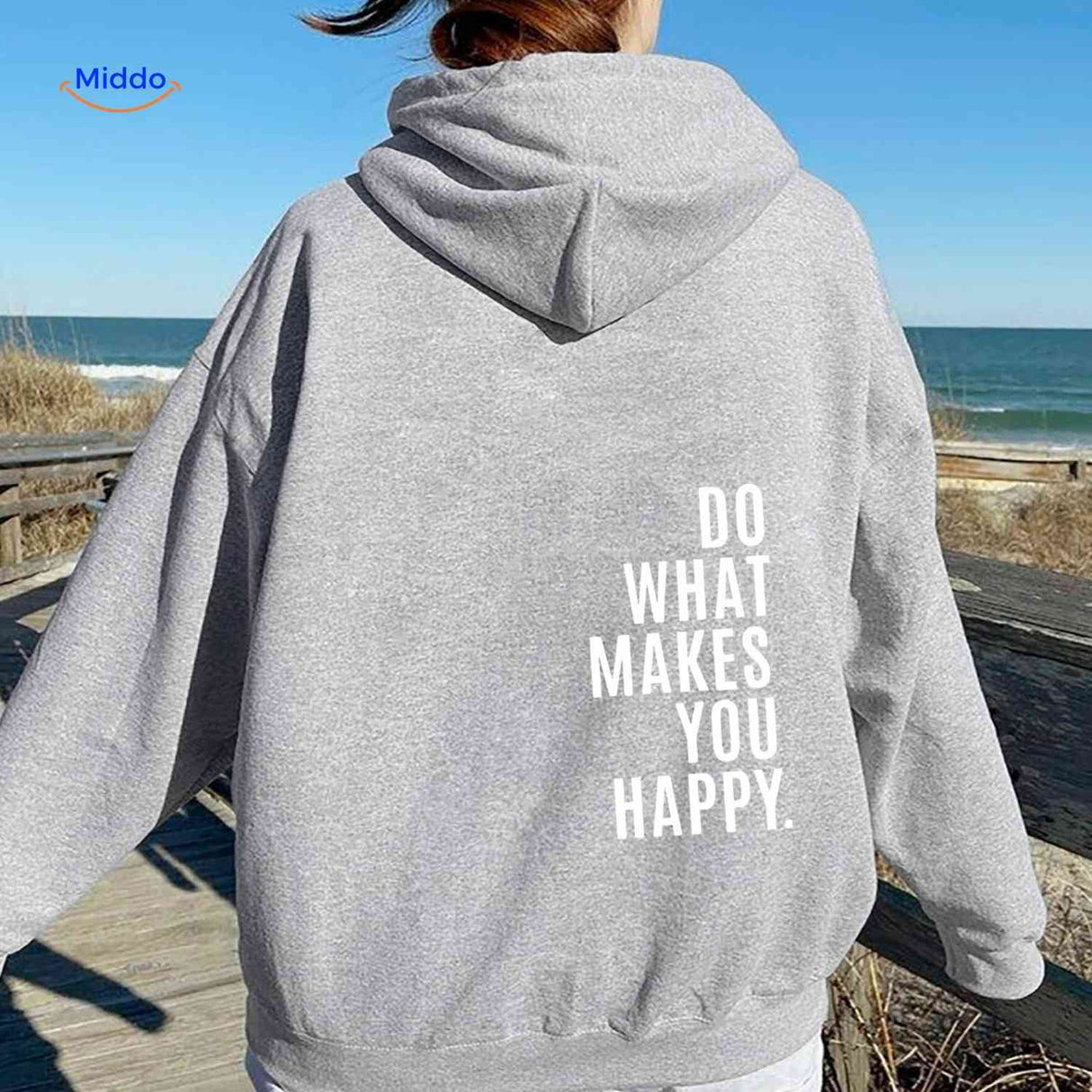 Oversized hoodie van katoenmix met tekst op de rug, kleur lichtgrijs