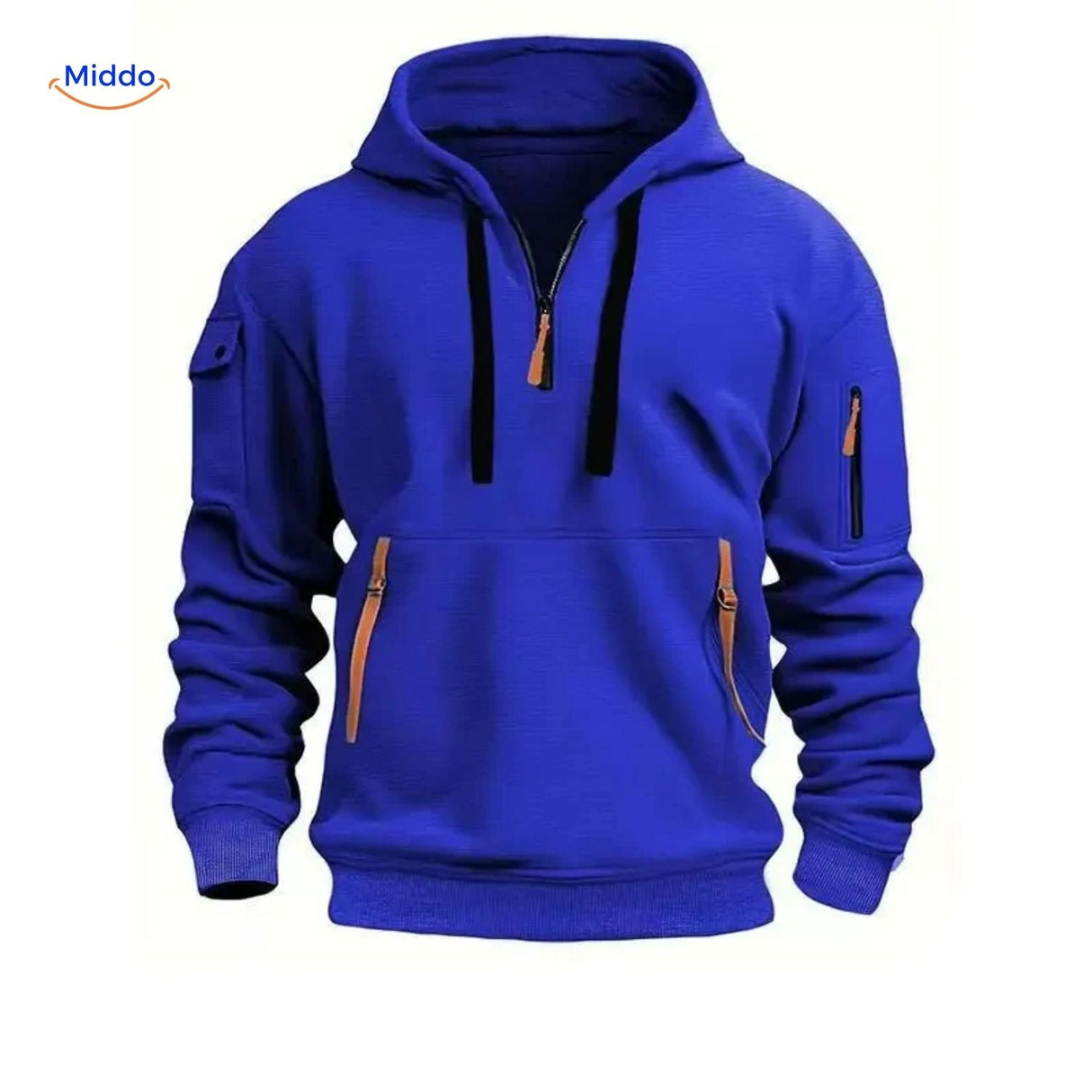 Hoodie zonder rits van zacht en ademend materiaal, kleur blauw