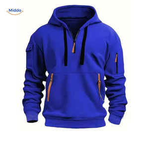 Hoodie zonder rits van zacht en ademend materiaal, kleur blauw