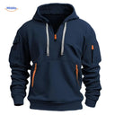 Hoodie zonder rits van zacht en ademend materiaal, kleur donker blauw