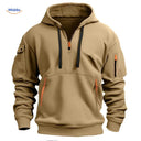 Hoodie zonder rits van zacht en ademend materiaal, kleur khaki