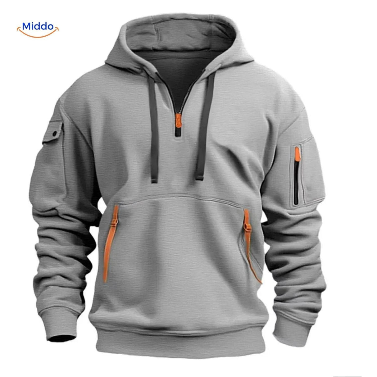 Hoodie zonder rits van zacht en ademend materiaal, kleur lichtgrijs