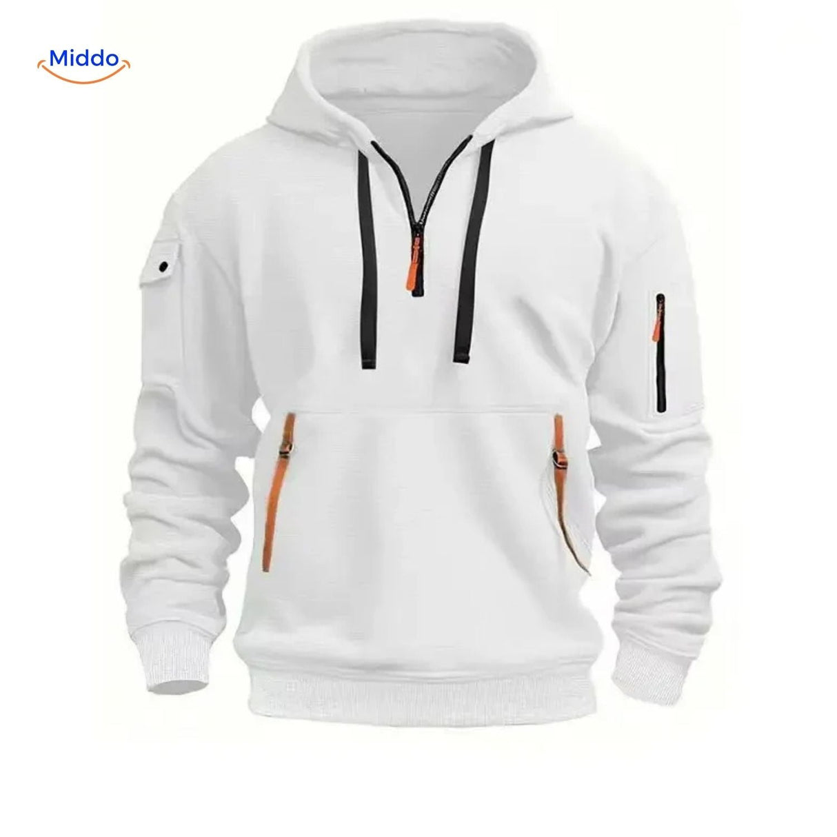 Hoodie zonder rits van zacht en ademend materiaal, kleur wit
