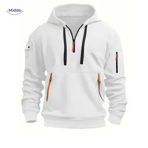 Hoodie zonder rits van zacht en ademend materiaal, kleur wit