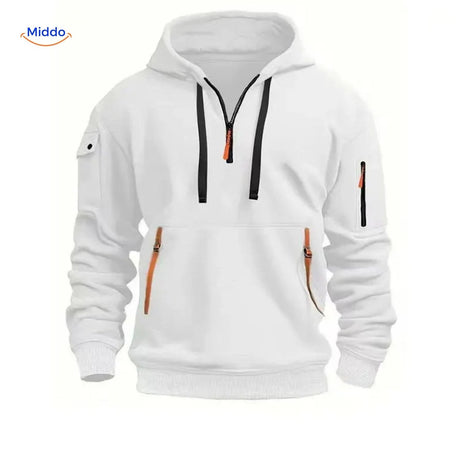 Hoodie zonder rits van zacht en ademend materiaal, kleur wit