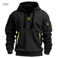 Zwarte hoodie met korte rits en capuchon