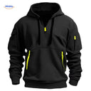 Hoodie zonder rits van zacht en ademend materiaal, kleur zwart