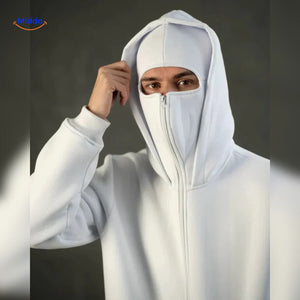 Oversized hoodie met rits tot over het gezicht
