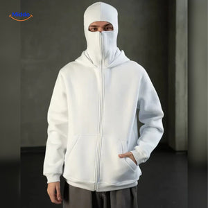 Oversized hoodie met rits tot over het gezicht