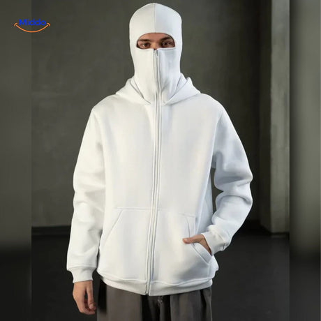 Oversized hoodie met rits tot over het gezicht