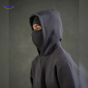 Oversized hoodie met rits tot over het gezicht