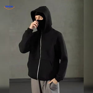 Oversized hoodie met rits tot over het gezicht