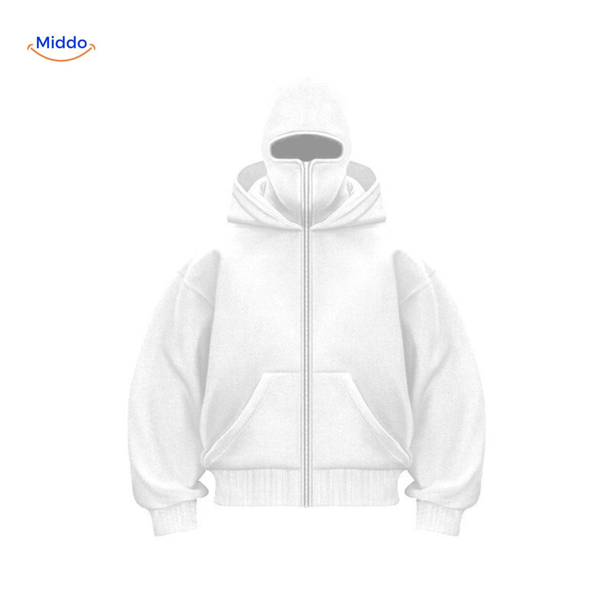 Oversized hoodie met rits tot over het gezicht