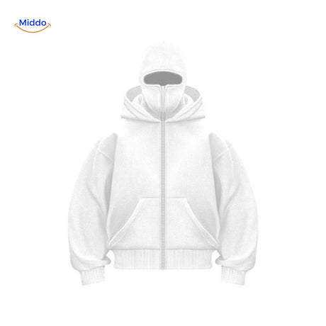 Oversized hoodie met rits tot over het gezicht
