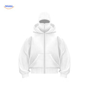 Oversized hoodie met rits tot over het gezicht, kleur wit
