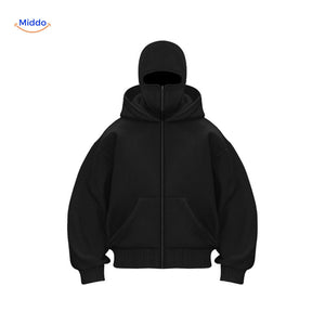 Oversized hoodie met rits tot over het gezicht, kleur zwart