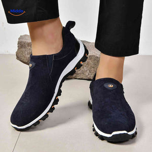 Instapschoenen heren, casual model met elastiek, kleur blauw