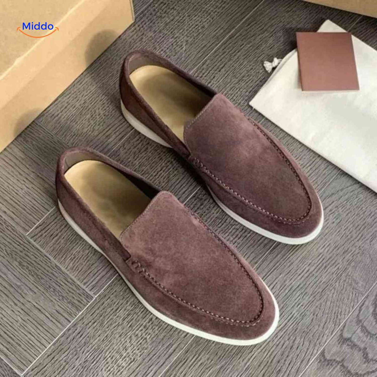 Suède instaploafers met zachte zool voor elke dag, kleur bonenpasta kleur