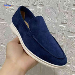 Suède instaploafers met zachte zool voor elke dag, kleur donkerblauw