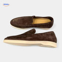 Suède instaploafers met zachte zool voor elke dag, kleur donkerbruin