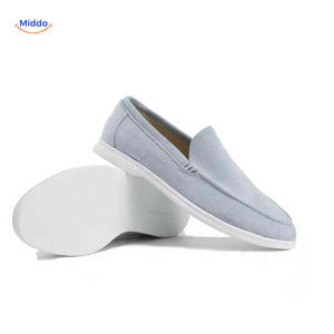 Suède instaploafers met zachte zool voor elke dag, kleur lichtgrijs