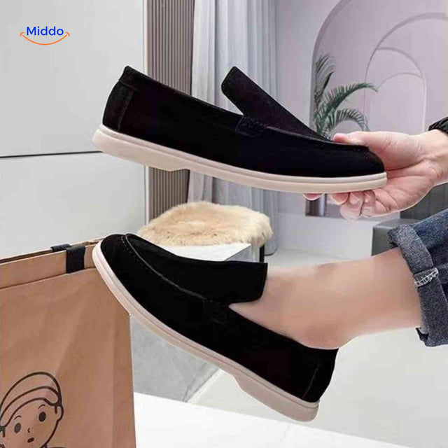Suède instaploafers met zachte zool voor elke dag, kleur zwart