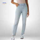 High waist jeans dames met stretch en diepe zakken, kleur azuurblauw