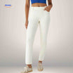 High waist jeans dames met stretch en diepe zakken, kleur gebroken wit