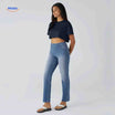 High waist jeans dames met stretch en diepe zakken, kleur lichtblauw